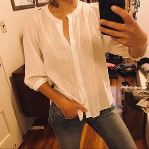 Madewell Shimmer Stripe Peasant Top